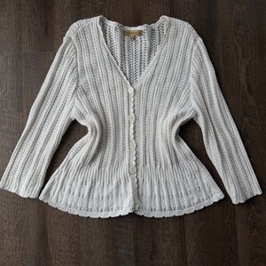Vintage Cream Knit Button-Front Women's Sweater